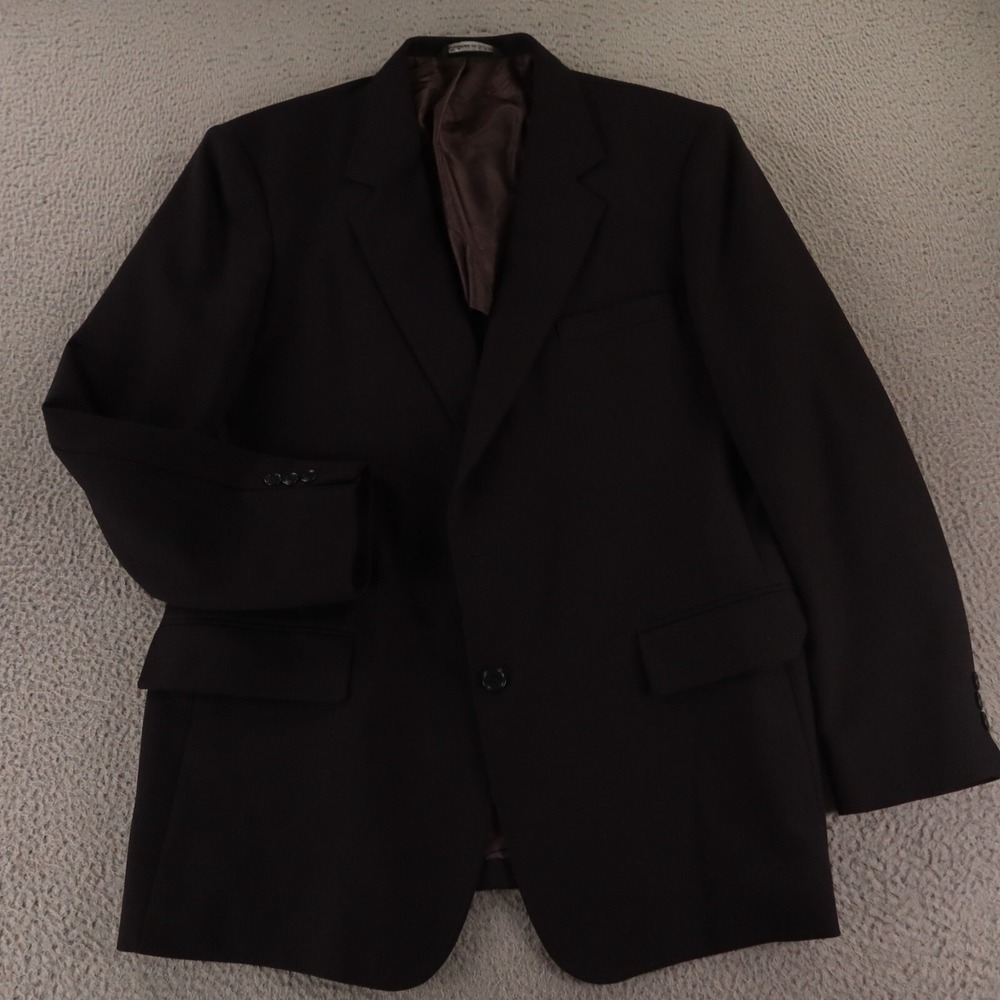 VTG Hopsack‎ Jacket L Black Polyester Blazer Breathable Made in USA 44R